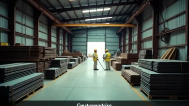 Construmadeira steel distribution warehouse in Funchal Madeira with construction materials and metal products