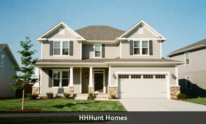 HHHunt Homes new construction single family house with front porch and landscaped yard in Virginia community