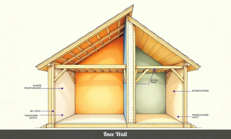 Knee Wall construction showing insulation and air barrier between attic and living space