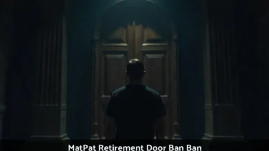 MatPat standing before wooden door in Garten of Banban retirement scene from Game Theory final video