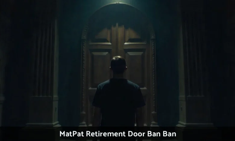 MatPat standing before wooden door in Garten of Banban retirement scene from Game Theory final video