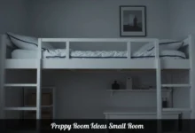 Preppy room ideas small room with pastel colors, loft bed, gingham patterns, and smart storage solutions