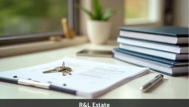 R&L Estate property services guide showing real estate documents and house keys for property management solutions