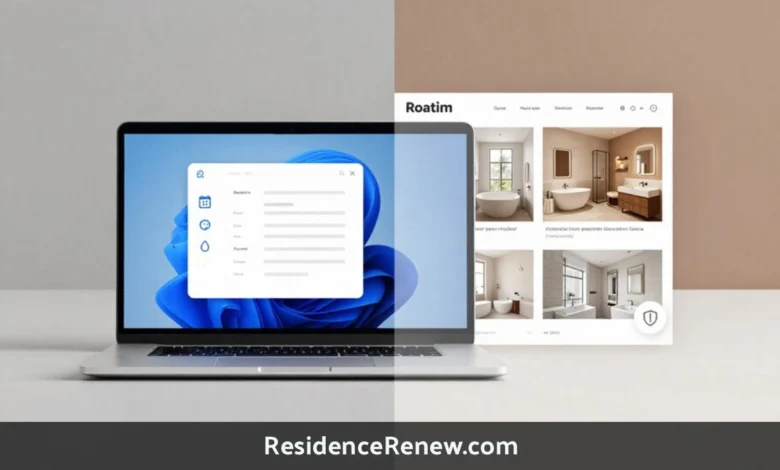 ResidenceRenew.com website review showing home design blog content with security warning indicators and document service confusion
