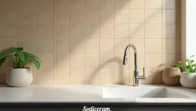 Sodiceram ceramic tile installation in modern kitchen showing durable moisture-resistant surface with clean grout lines