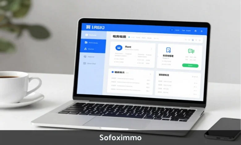 Sofoximmo property management platform dashboard showing rent collection and tenant communication features