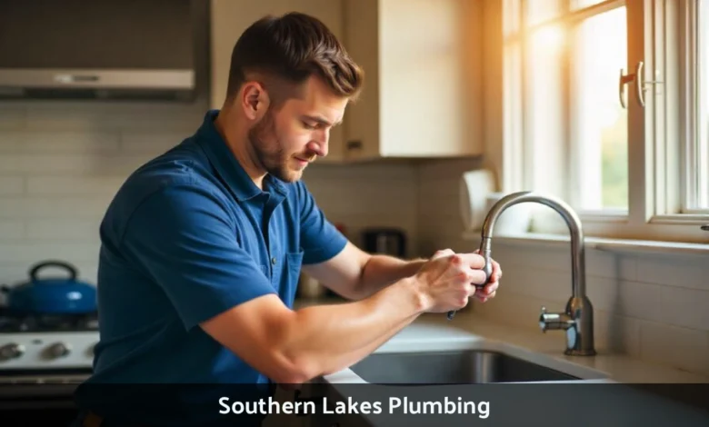 Southern Lakes Plumbing technician repairing pipes in Elkhorn Wisconsin home