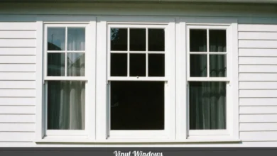 White vinyl windows installed on modern home exterior showing double-hung style with energy efficient glass panes
