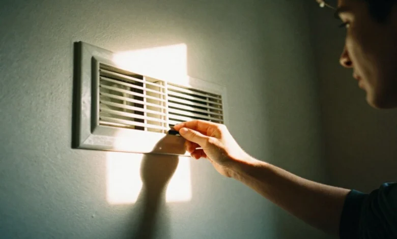 Portland homeowner inspecting an air conditioning vent concerned about indoor air quality.