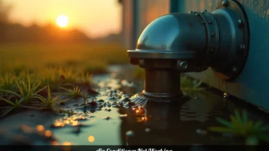 A homeowner diagnosing why an Air Conditioner Not Working, focusing on a clogged drain line and faulty capacitor.