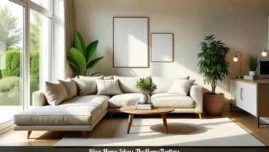 Modern living room showcasing Blog Home Ideas TheHomeTrotters with smart lighting cozy furniture and indoor plants