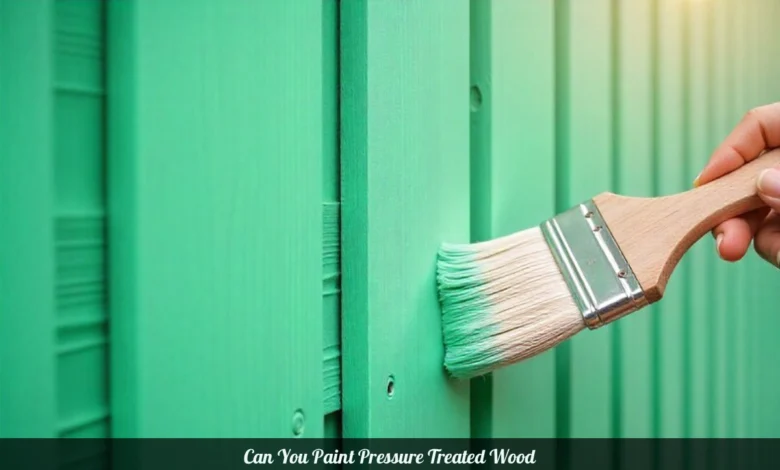 Applying primer to pressure-treated wood deck boards with brush for painting project