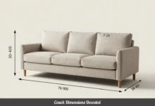 Standard Couch Dimensions Decoded showing width depth and height measurements for three seat sofa