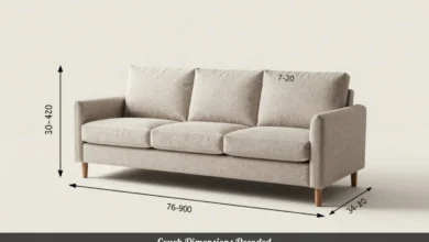 Standard Couch Dimensions Decoded showing width depth and height measurements for three seat sofa