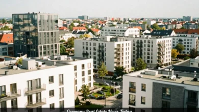 Modern residential buildings in Germany city skyline showing real estate market growth and urban housing development in 2026