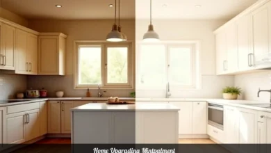 Home Upgrading Mintpalment before and after kitchen renovation showing modern cabinets countertops and lighting improvements