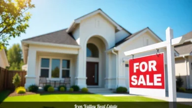 Iron Valley Real Estate for sale sign in front of suburban home showing real estate brokerage services