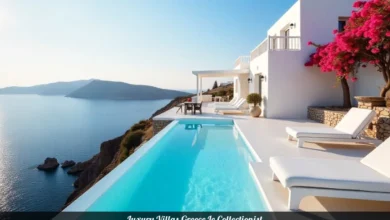 Luxury Villas Greece Le Collectionist white Cycladic architecture infinity pool overlooking Aegean Sea