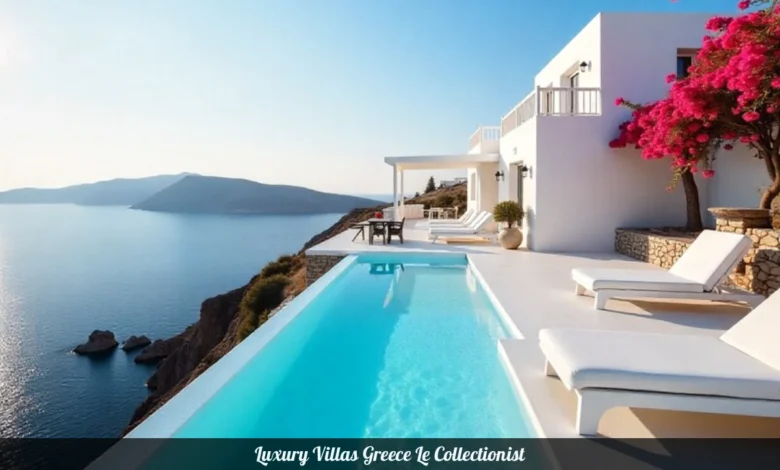Luxury Villas Greece Le Collectionist white Cycladic architecture infinity pool overlooking Aegean Sea