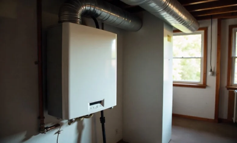 Portland HVAC dehumidifier installed in home basement with ductwork and air handler system