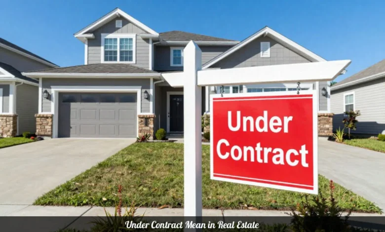 under contract in real estate sign in front of modern home with blue sky