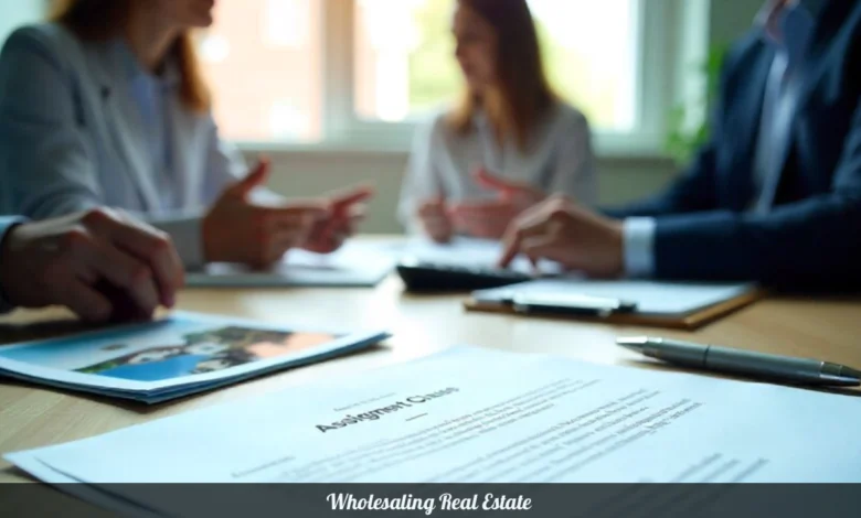 Real estate wholesaling contract assignment between investor and seller showing property agreement documents