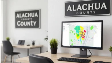 Ed Crapo Property Appraiser office transformation showing 1980s filing cabinets versus modern GIS computer system in Alachua County