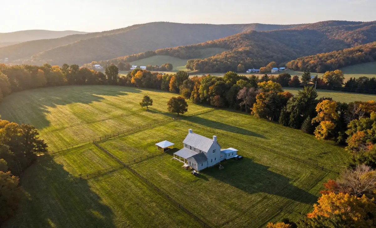Cana Virginia real estate featuring farmhouse with acreage and Blue Ridge Mountain views