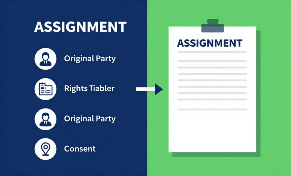 Side-by-side comparison chart showing the key differences between novation and assignment in real estate contracts