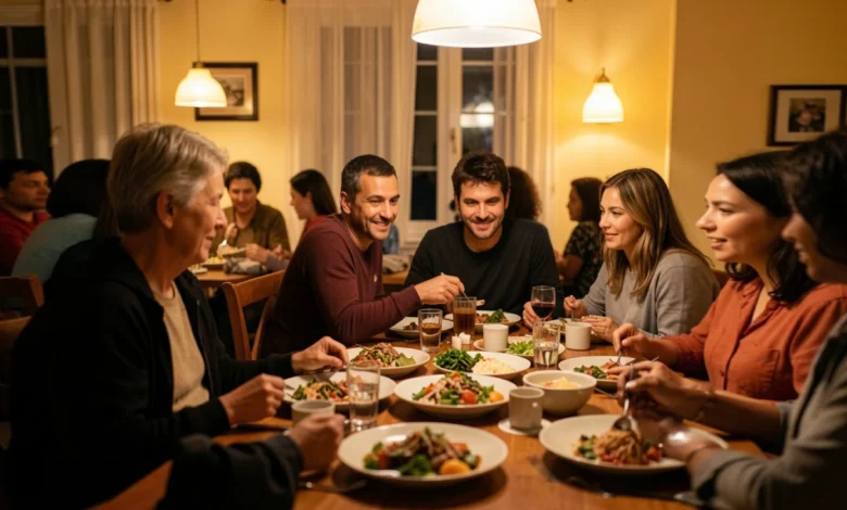 Comfort Kitchen restaurant interior in Dorchester Boston showing casual dining area with warm lighting, wooden tables, and guests enjoying comfort food meals