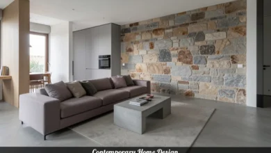 Contemporary Home Design: What It Is and How to Get It Right - Home Improvement | HomeImprovementGeek Contemporary home design living room with open floor plan, large windows, and natural wood and stone finishes