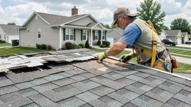Roofing contractor working on a home roof representing financing a roof option in Overland Park KS