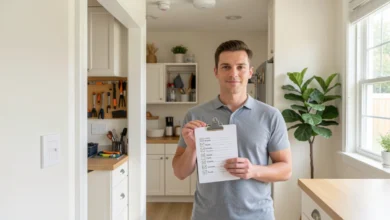Homeowner reviewing Handy Tips Dr Homey checklist for home maintenance and safety