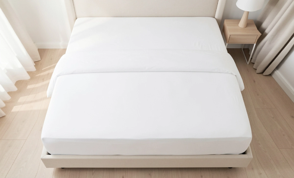 Best inexpensive mattress on a bed frame in a minimal bedroom