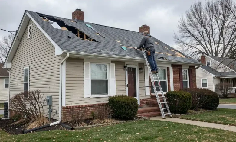 Homeowner exploring roof financing in Cedar Rapids after storm damage to residential roof