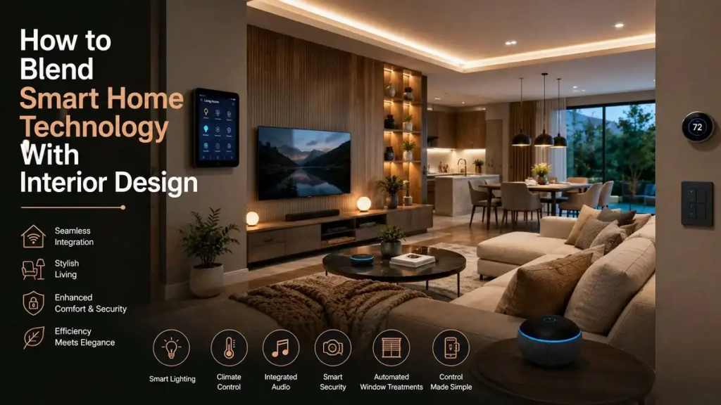 Smart home technology integrated into a modern living room