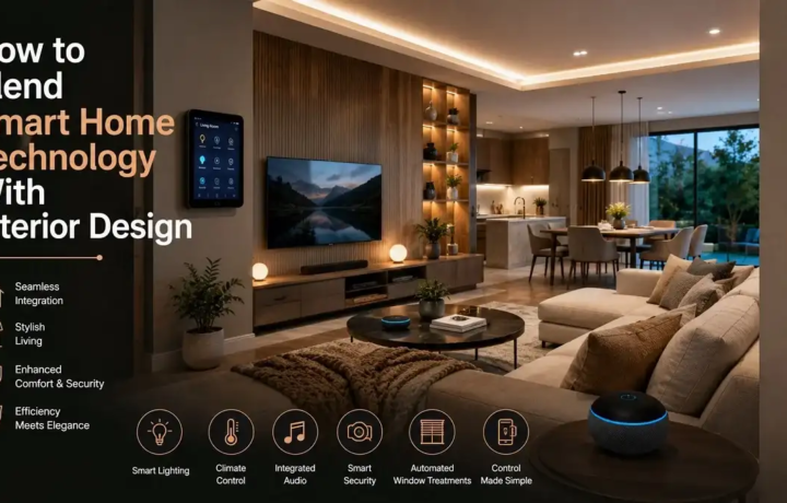 Smart home technology integrated into a modern living room