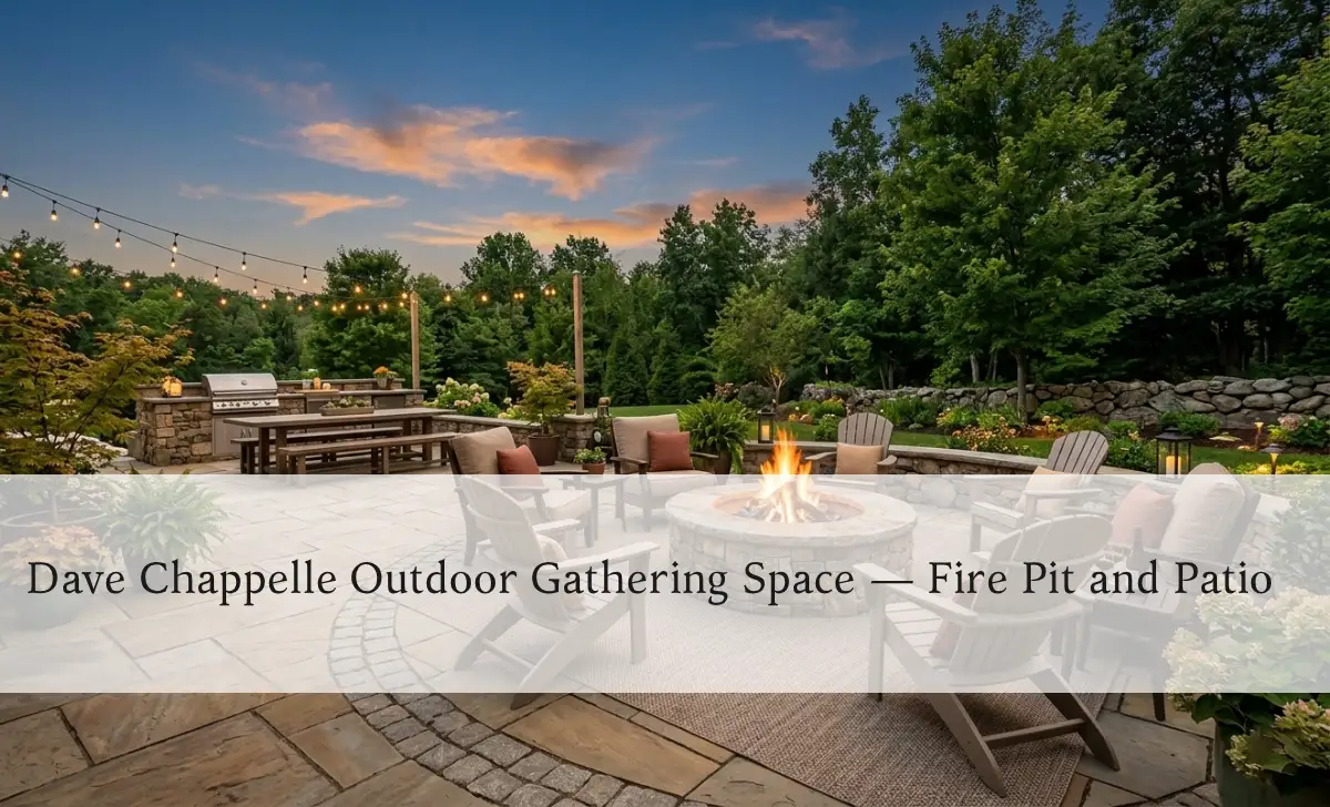 Outdoor fire pit and patio area at Dave Chappelle's Ohio farm used for Juke Joint comedy gatherings