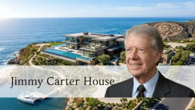Jimmy Carter House: Inside the Humble Plains, Georgia Home Where a President Chose to Live—and Be Buried - Luxury Real Estate | HomeImprovementGeek Jimmy Carter house in Plains, Georgia - modest single-story ranch home with simple yard and American flag