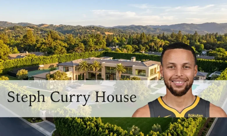 Steph Curry House exterior aerial view of Atherton California mansion