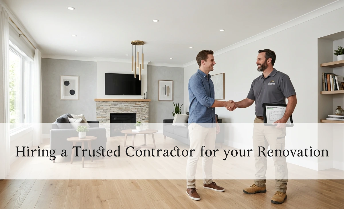 Homeowner shaking hands with licensed contractor after home renovation agreement