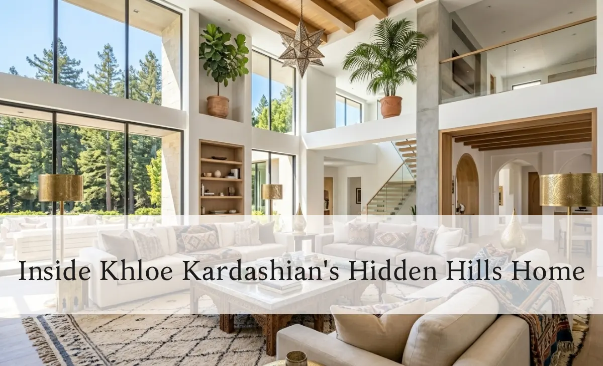 Khloe Kardashian House: A Full Look Inside Her $17M Hidden Hills Mansion - Luxury Real Estate | HomeImprovementGeek Inside Khloe Kardashian house living room with modern Moroccan interior design