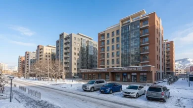 Oronsuuts residential apartment buildings in Ulaanbaatar Mongolia during winter