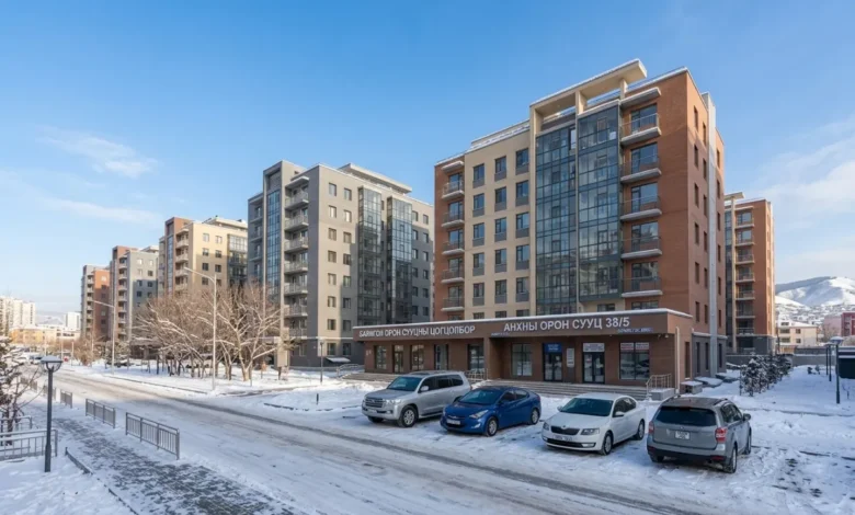 Oronsuuts residential apartment buildings in Ulaanbaatar Mongolia during winter