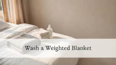 How to Wash a Weighted Blanket Without Ruining It - Cleaning | HomeImprovementGeek Weighted blanket folded on a bed before washing with mild detergent