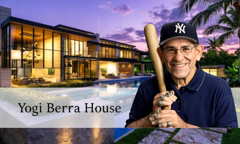 Exterior of the Yogi Berra House, a Colonial-style home at 19 Highland Avenue in Montclair, New Jersey, where Yankees legend Yogi Berra lived for nearly 40 years.