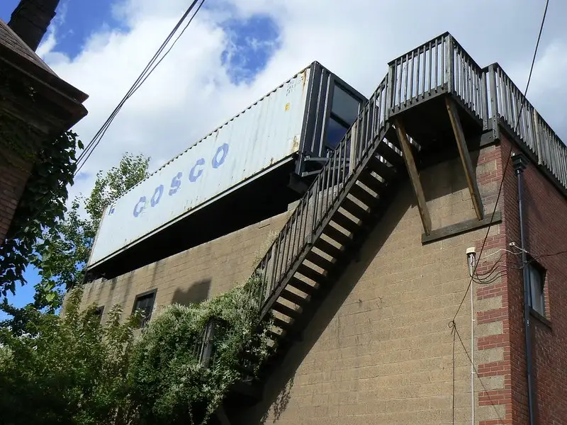 Earlier John Fetterman warehouse home in Braddock with a rooftop shipping container