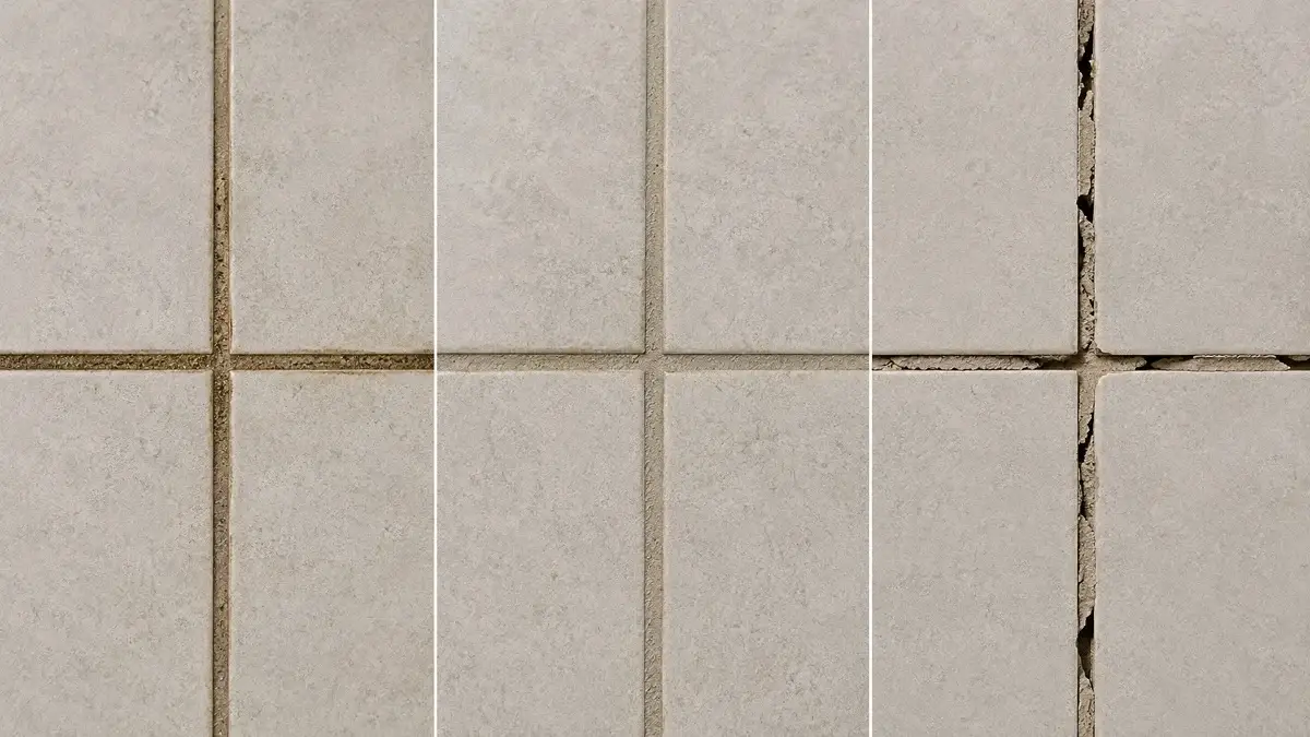 Comparison of dirty stained and physically cracked grout