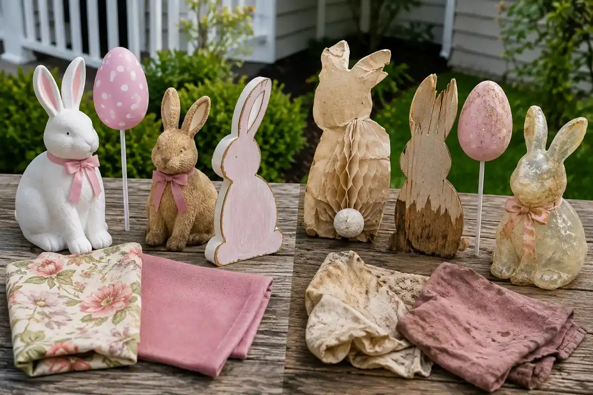 Weather-resistant and unsuitable materials for outdoor Easter decorations