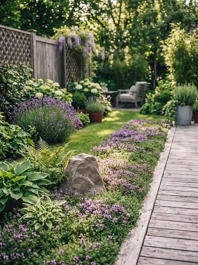 Rock-shaped outdoor speaker tucked into a flower bed